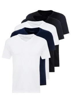 Pier One 5 Pack - T-Shirt Basic - White/Blue/Black -Pier One 2819a515ceaa41a7b996144dea7390c3