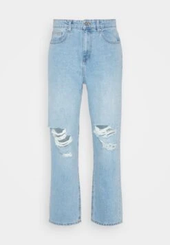 Pier One Distress On Knees - Relaxed Fit Jeans - Light Blue Denim -Pier One 6c561d8272b94404a72faaf104617fd2