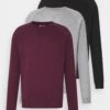 Pier One 3 Pack - Sweater - Bordeaux/Black/Grey