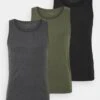 Pier One 3 Pack - Hemd - Black/Khaki/Mottled Dark Grey -Pier One dcdf4f7f98684599b47537ac7ea160f4